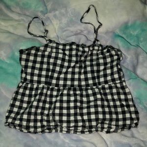 Black and White plaid Ruffled tank top